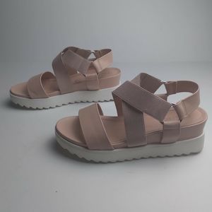 Dream Girl Nude open toe ankle strap  platform wedge samdals size 6
